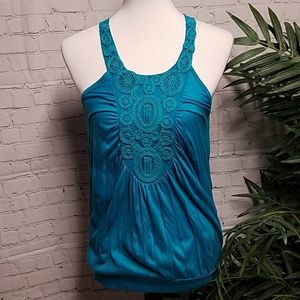 EUC Gorgeous Blue Crocheted Tank top